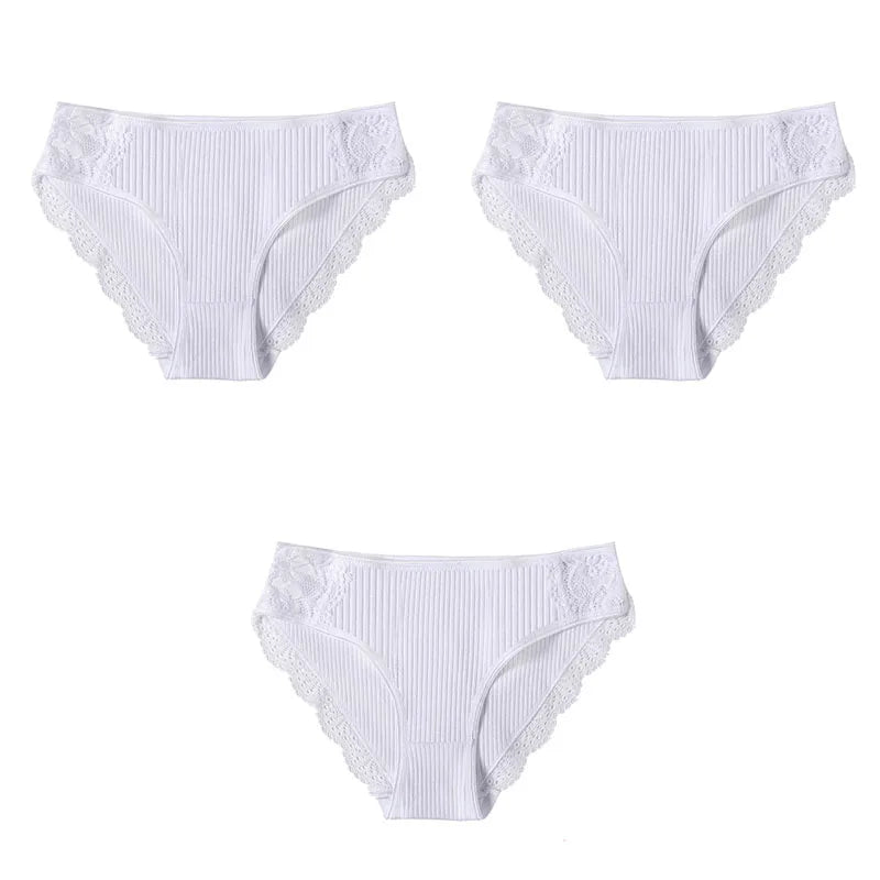 Low-Rise Lace Trim Briefs 3-Pack Sheyln