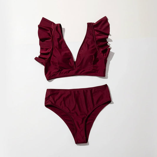 Leopard Ruffle High-Waist Bikini Set Sheyln