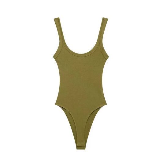 Ribbed Snap-Button Bodysuit