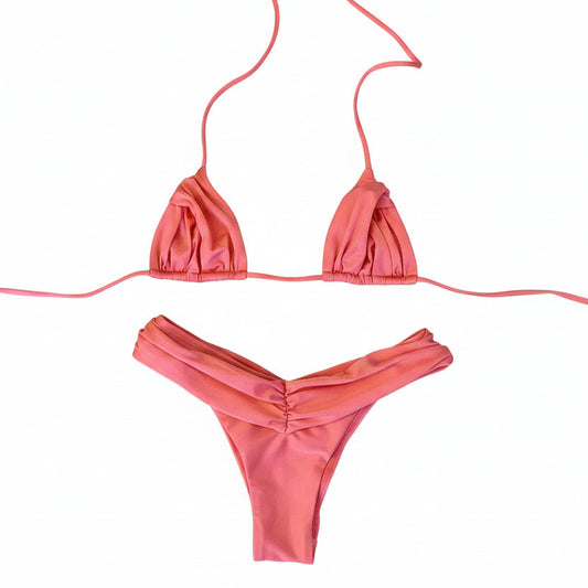 Solid High-Cut Bandage Bikini Set Sheyln