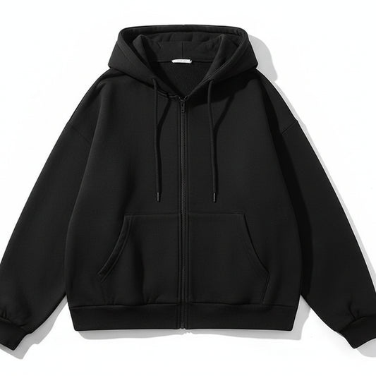 Fleece-Lined Cropped Zip-Up Hoodie
