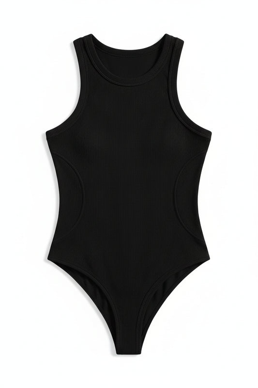 Ribbed Cutout Sleeveless Bodysuit
