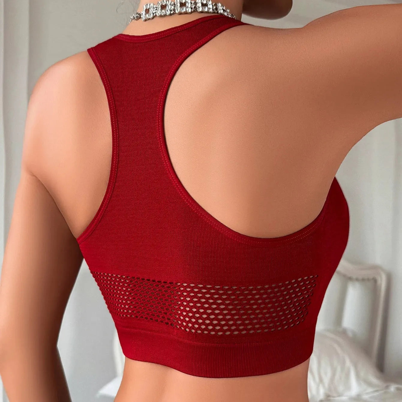 Luxe Off-Shoulder Mesh Tank Sheyln
