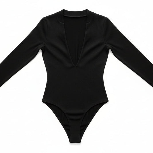 Half-Zip Mock Neck Long Sleeve Bodysuit Sheyln