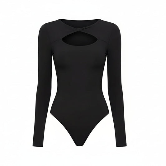 Crew Neck Long Sleeve Solid Bodysuit Sheyln