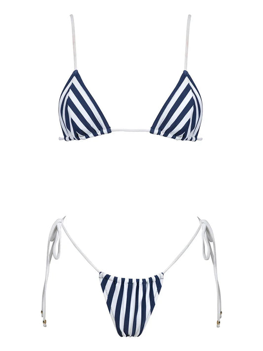 Striped Micro Triangle Bikini Set