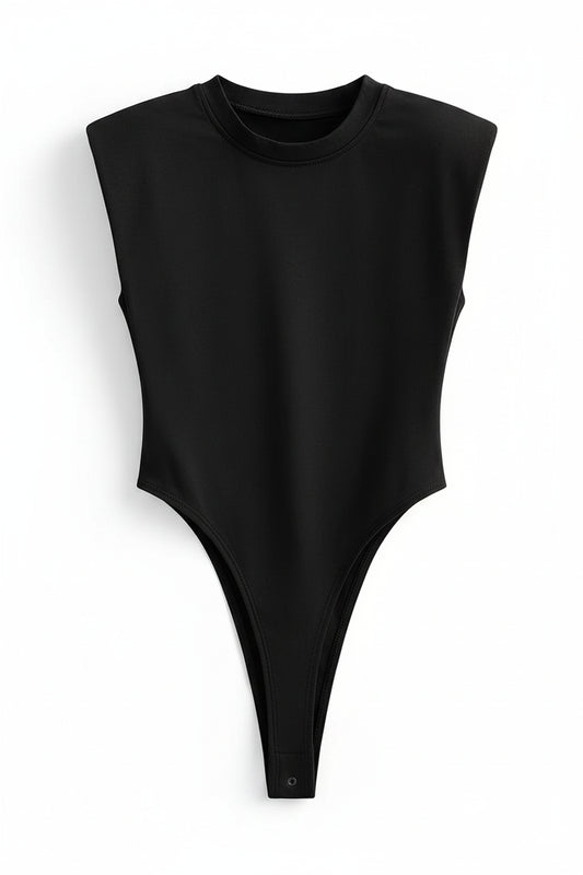 Padded Shoulder Sleeveless Bodysuit
