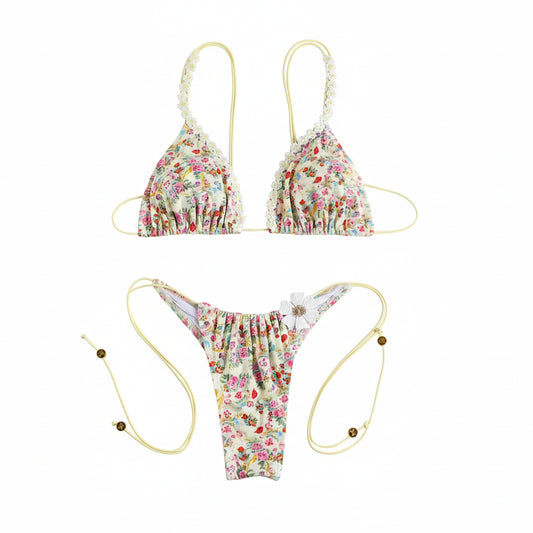Floral Micro Thong Bikini Set