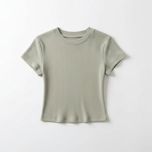 O-Neck Slim Crop Tee