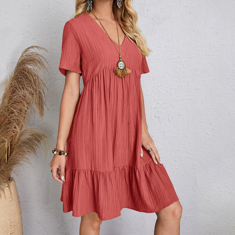 Soft V-Neck Mini Dress Sheyln