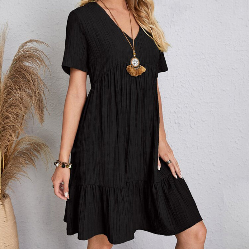 Soft V-Neck Mini Dress Sheyln