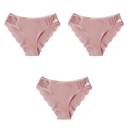 Low-Rise Lace Trim Briefs 3-Pack Sheyln