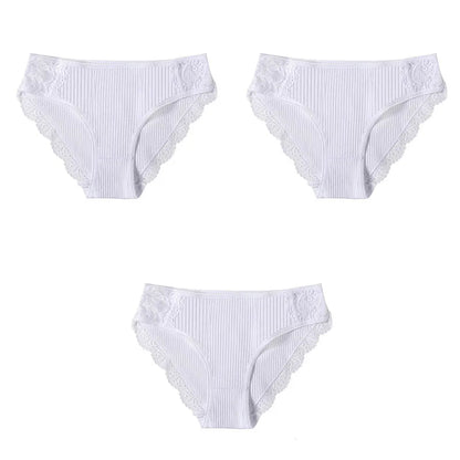 Low-Rise Lace Trim Briefs 3-Pack Sheyln