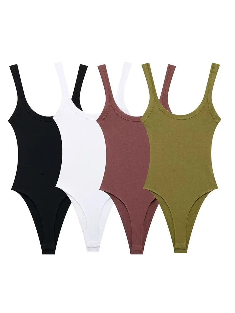 Ribbed Snap-Button Bodysuit Sheyln