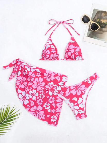 3-Piece Bikini Set with Skirt