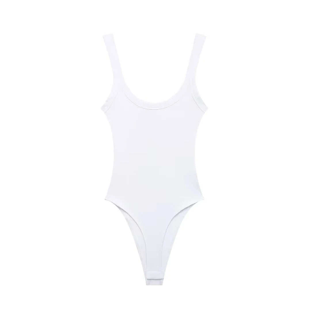 Ribbed Snap-Button Bodysuit Sheyln