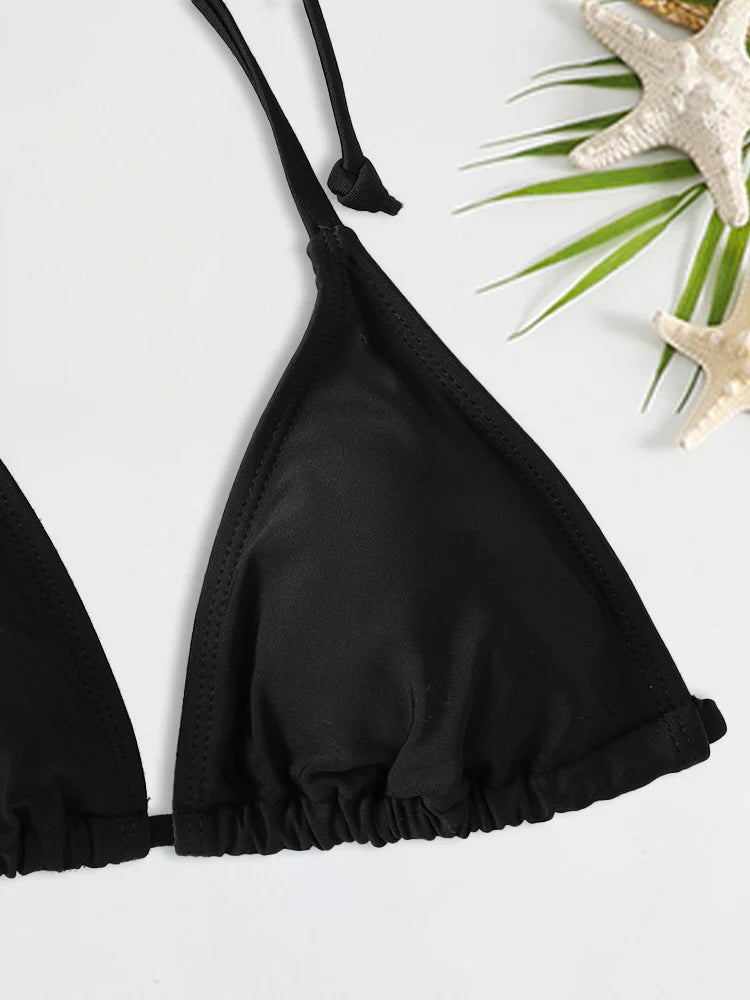 String Triangle Thong Bikini Set Sheyln