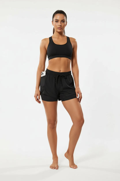 Elastic Sports Shorts with Pockets