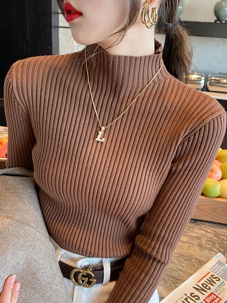 Elegant Knit Turtleneck Pullover – Slim Fit Sheyln