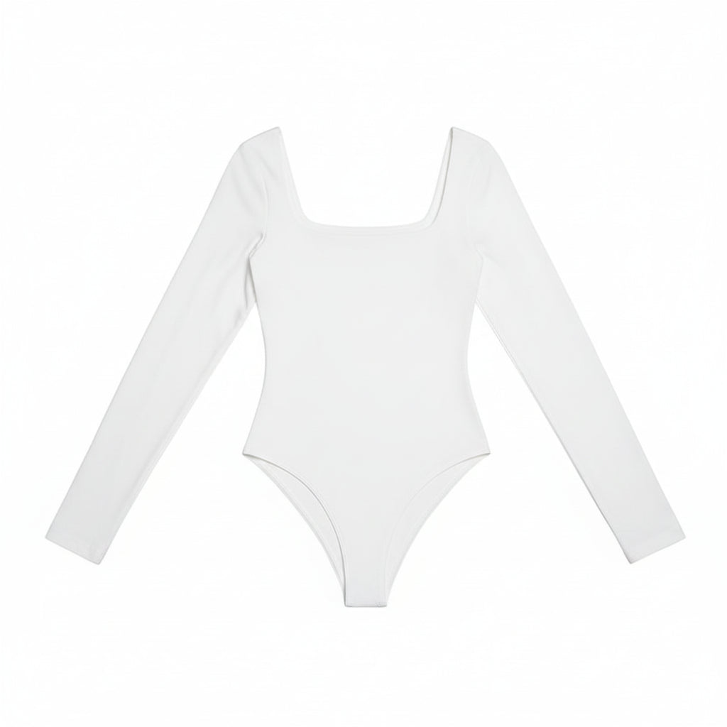 Square Neck Backless Long Sleeve Bodysuit Sheyln