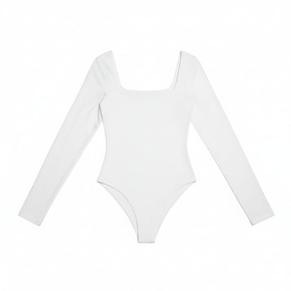 Square Neck Backless Long Sleeve Bodysuit Sheyln