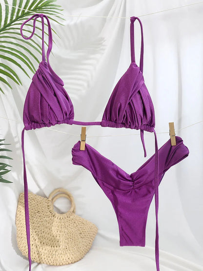 Ruched Triangle Bikini Set Sheyln