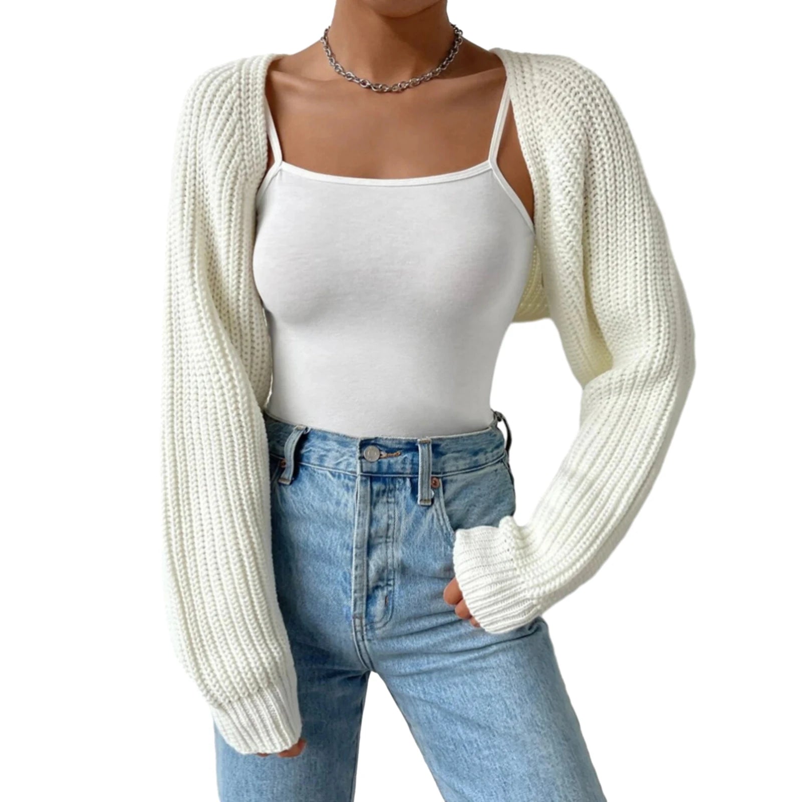 Ribbed Cropped Open-Front Cardigan Sheyln