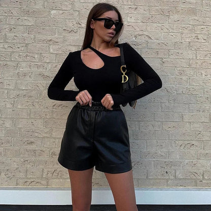 Y2K Cutout Irregular Long Sleeve Bodysuit Sheyln