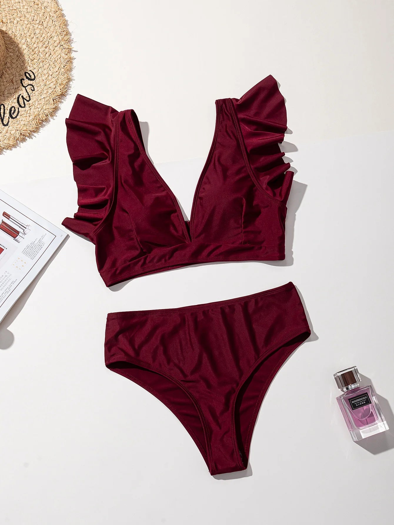 Leopard Ruffle High-Waist Bikini Set Sheyln