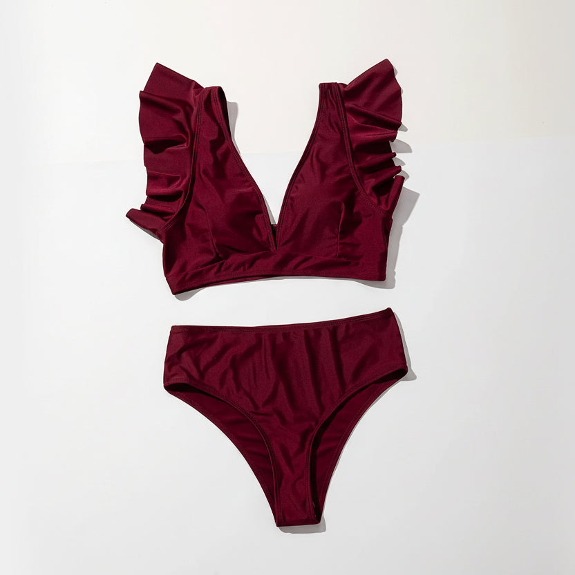 Leopard Ruffle High-Waist Bikini Set Sheyln