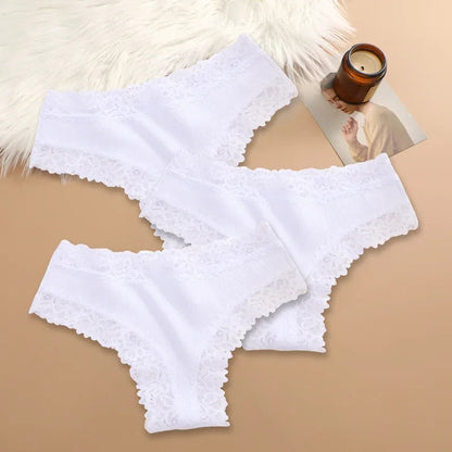 Floral Lace Cotton Briefs 3-Pack Sheyln