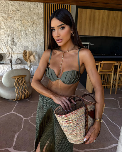 3-Piece Tassel Skirt Bikini Set