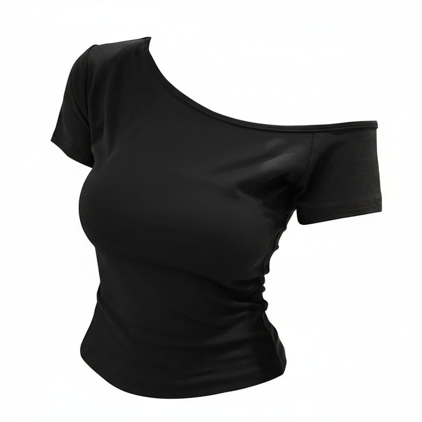 Ribbed Off-Shoulder Crop Top Sheyln