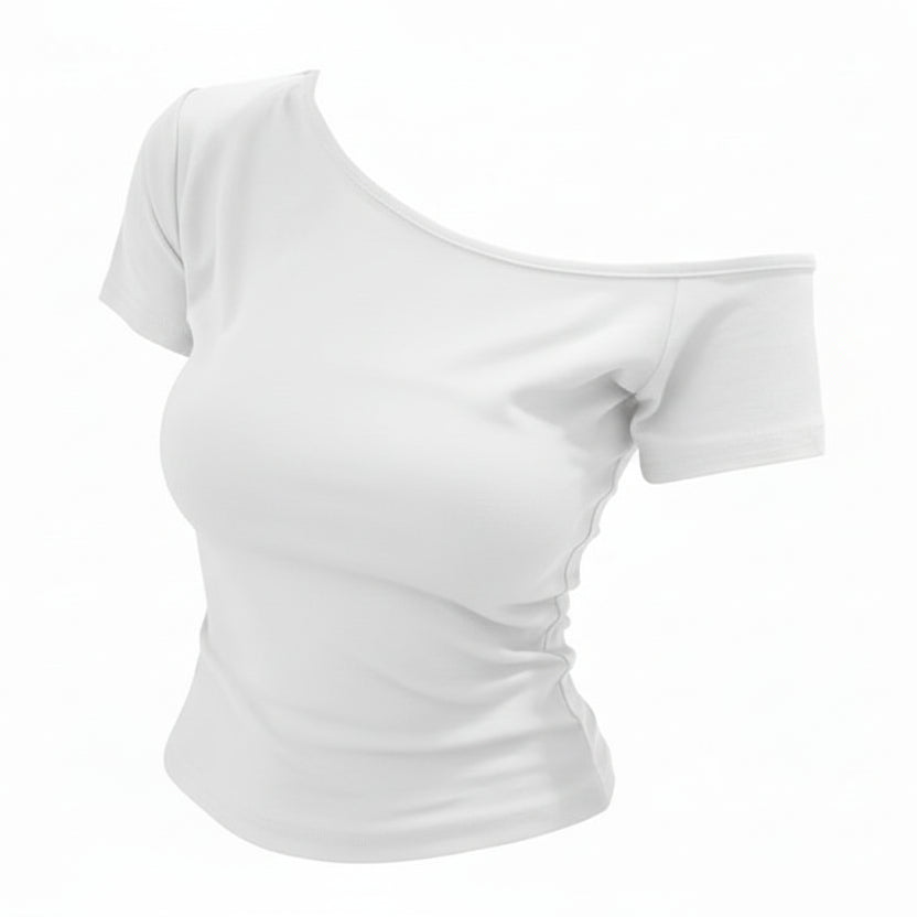 Ribbed Off-Shoulder Crop Top Sheyln