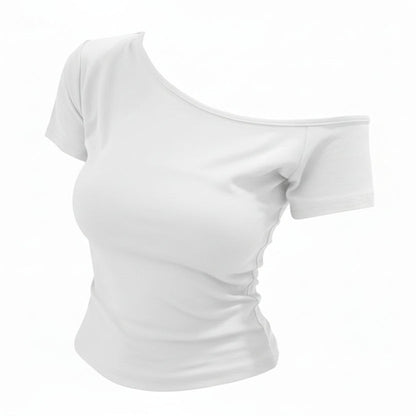 Ribbed Off-Shoulder Crop Top Sheyln