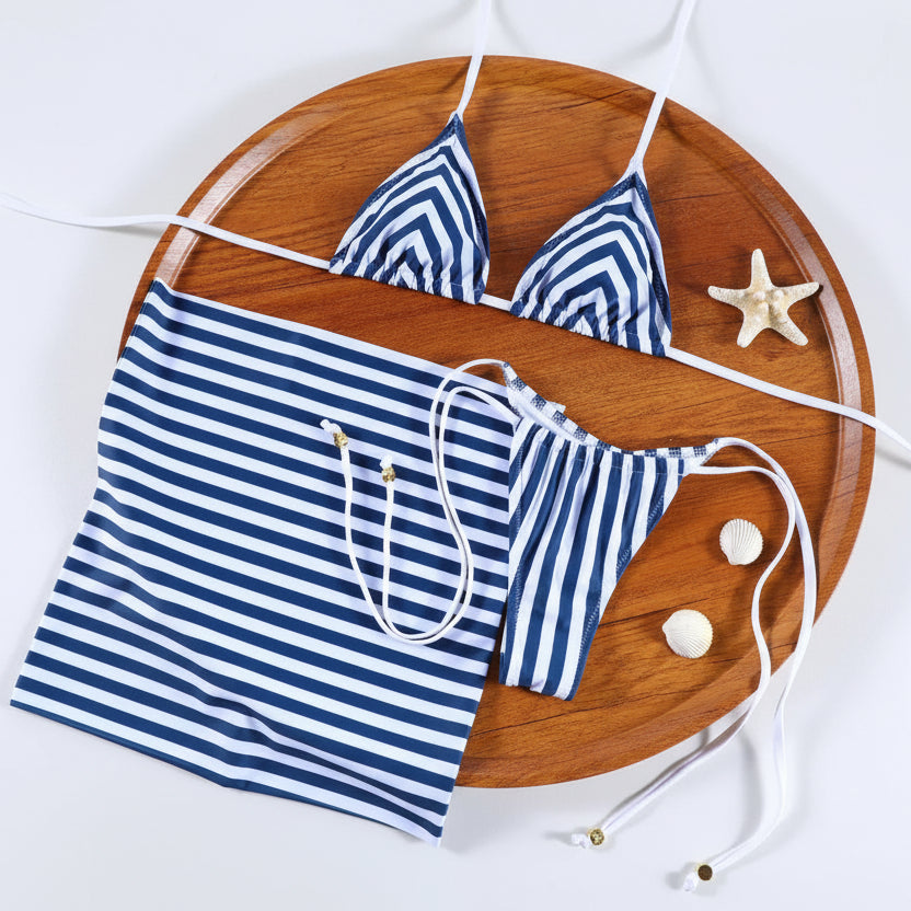 Striped Micro Triangle Bikini Set Sheyln