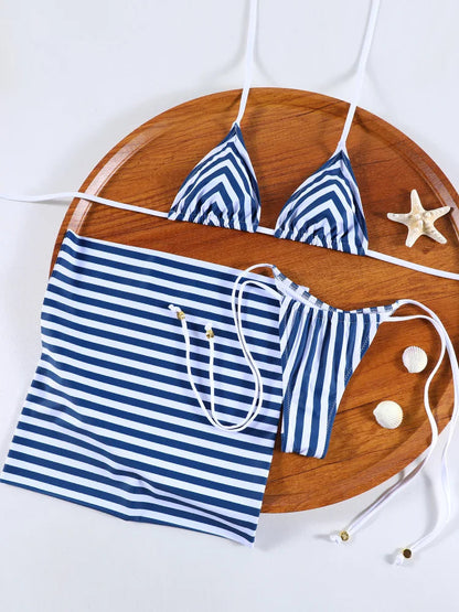 Striped Micro Triangle Bikini Set Sheyln