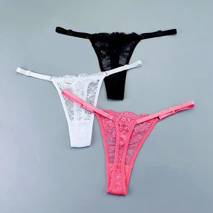 Sheer Lace Adjustable Thong Set 3-Pack Sheyln