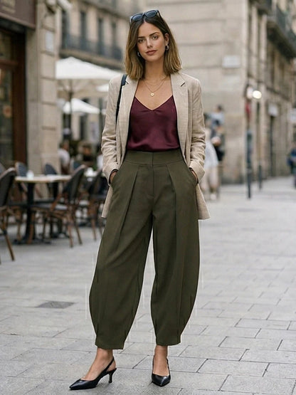 Pleated Wide Leg Trouser