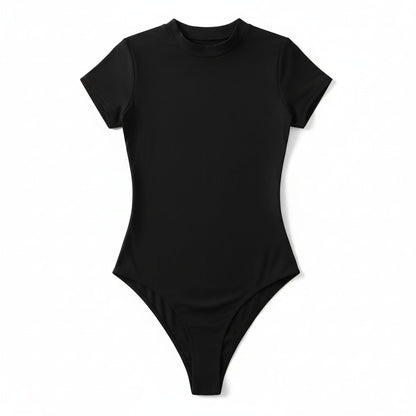 Solid Short Sleeve O-Neck Bodysuit Sheyln