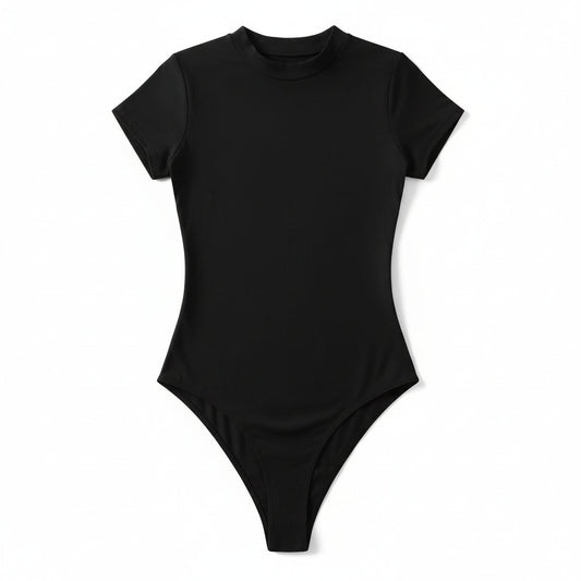 Solid Short Sleeve O-Neck Bodysuit Sheyln