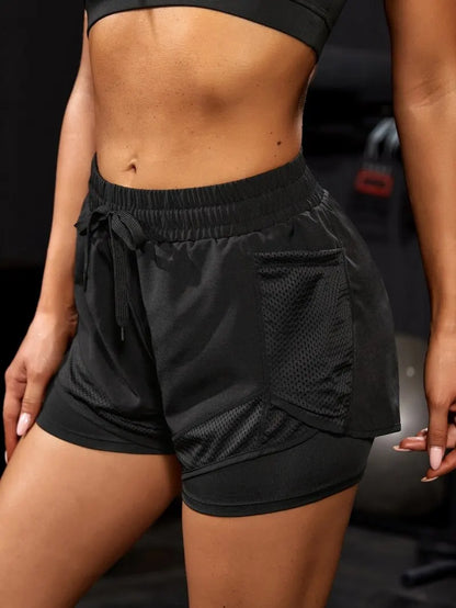 Elastic Sports Shorts with Pockets