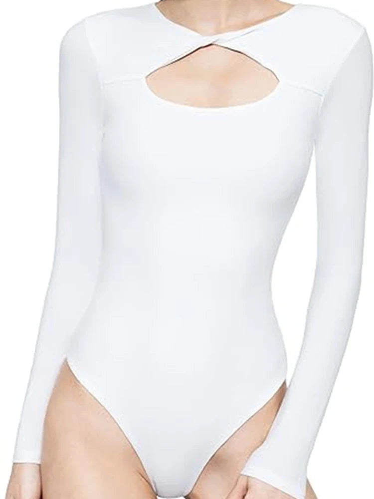 Crew Neck Long Sleeve Solid Bodysuit Sheyln