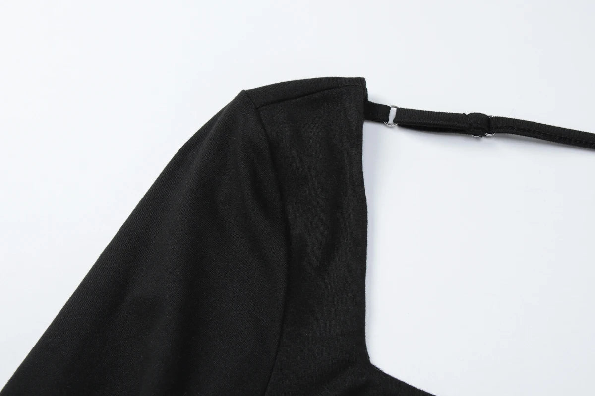 Square Neck Backless Long Sleeve Bodysuit Sheyln