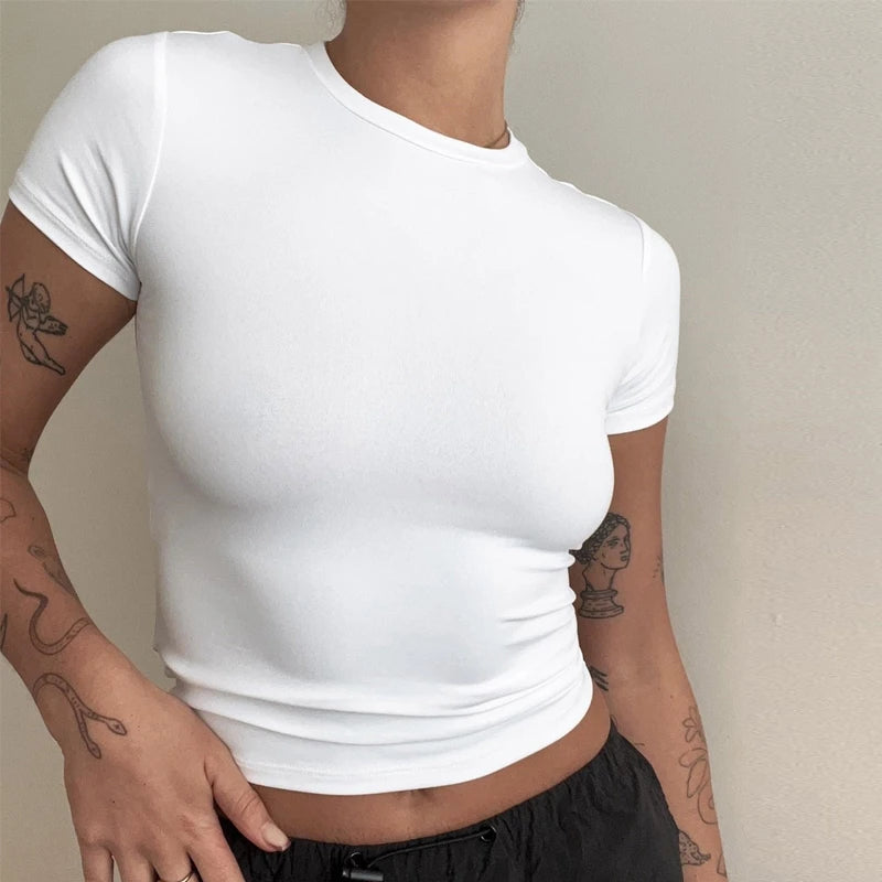 O-Neck Slim Knit Tee Sheyln