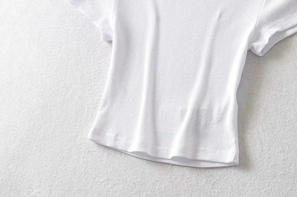 O-Neck Slim Crop Tee Sheyln