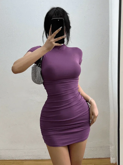 Pleated Mini Dress Sheyln