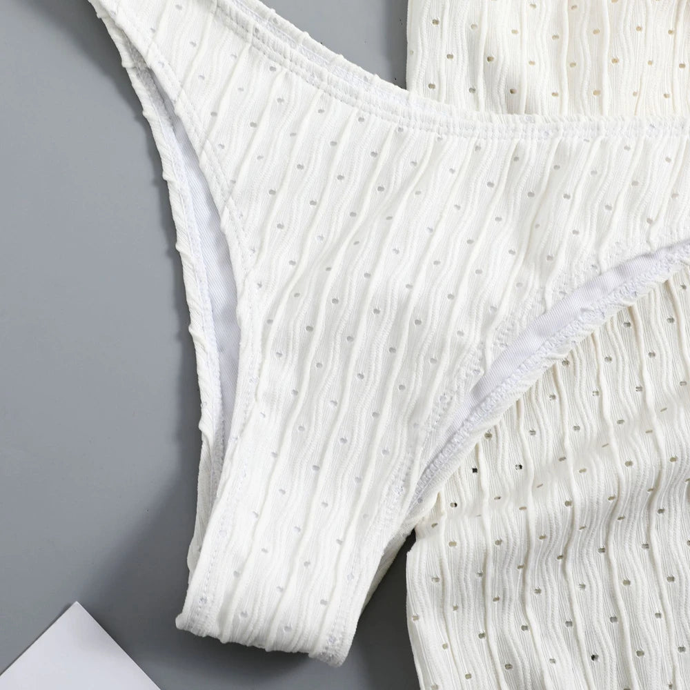 3-Piece Halter Bikini Set with Sarong