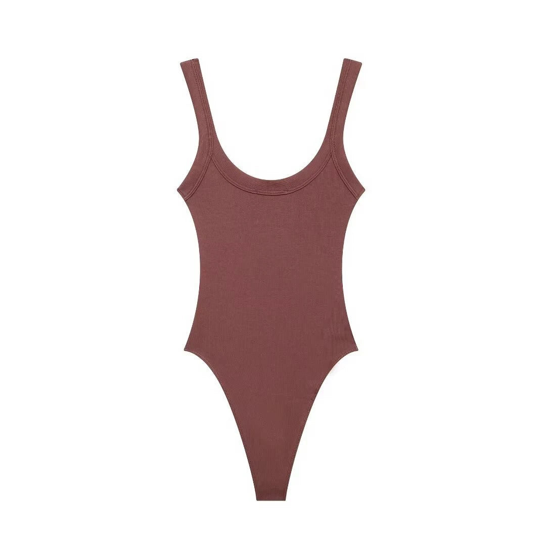 Ribbed Snap-Button Bodysuit Sheyln