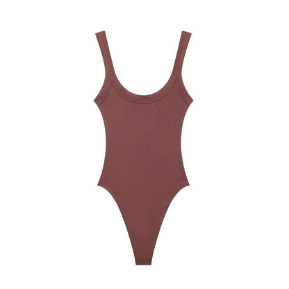 Ribbed Snap-Button Bodysuit Sheyln